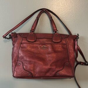 Coach Mickie handbag. Color black cherry metallic